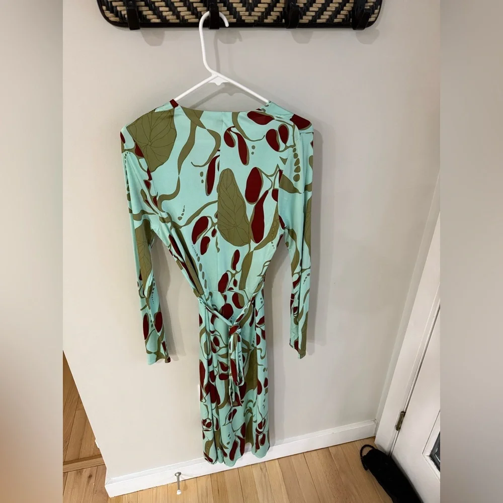Mara Hoffman Vintage Deep V-Neck Long Sleeve Silk Maxi Dress - Abstract - Medium - Picture 9 of 15